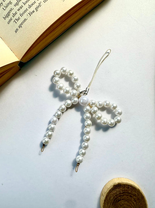 Bow Bead Pearl Phone Chain Charm