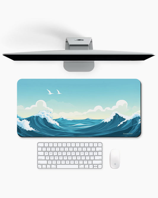 Coastal Wave Print Desk Mat