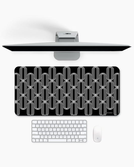 Black Link Print Desk Mat