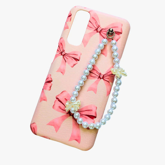 PinkFlick Bow Pearl Fall Chain Phone Cover