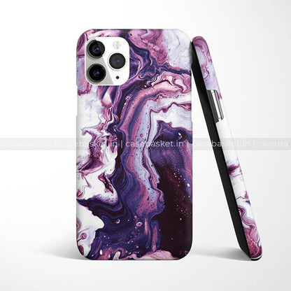 Purple marble swirl designer phone cover for iPhone with glossy abstract pattern