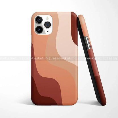 Abstract wavy brown and beige mobile phone case with matte finish, modern design