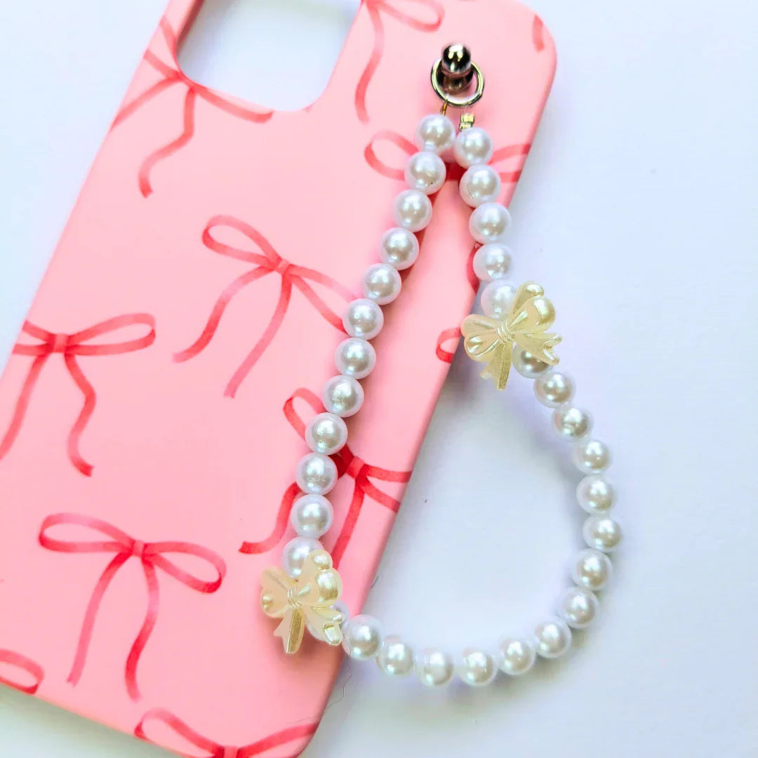 PlumRibbon Bow Pearl Fall Chain Phone Cover