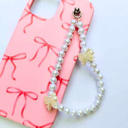 PlumRibbon Bow Pearl Fall Chain Phone Cover