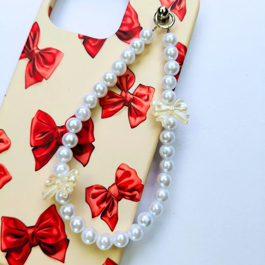 WineGlow Bow Pearl Fall Chain Phone Cover