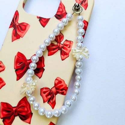 WineGlow Bow Pearl Fall Chain Phone Cover