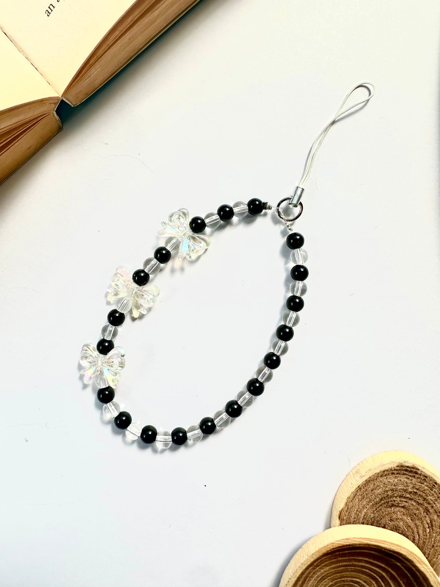 Black Ice Bow Phone Chain Charm - Casebasket
