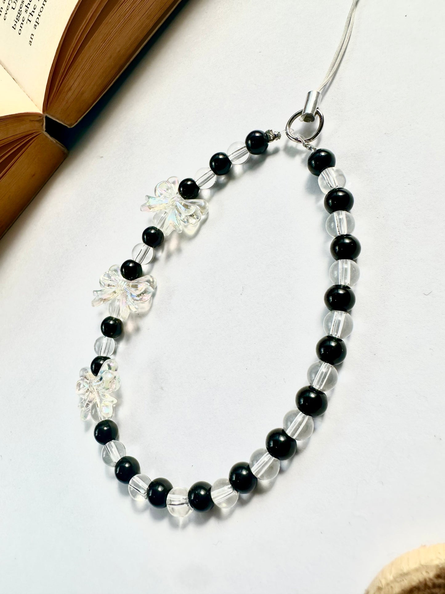 Black Ice Bow Phone Chain Charm - Casebasket
