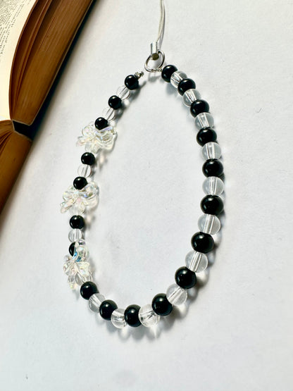 Black Ice Bow Phone Chain Charm - Casebasket
