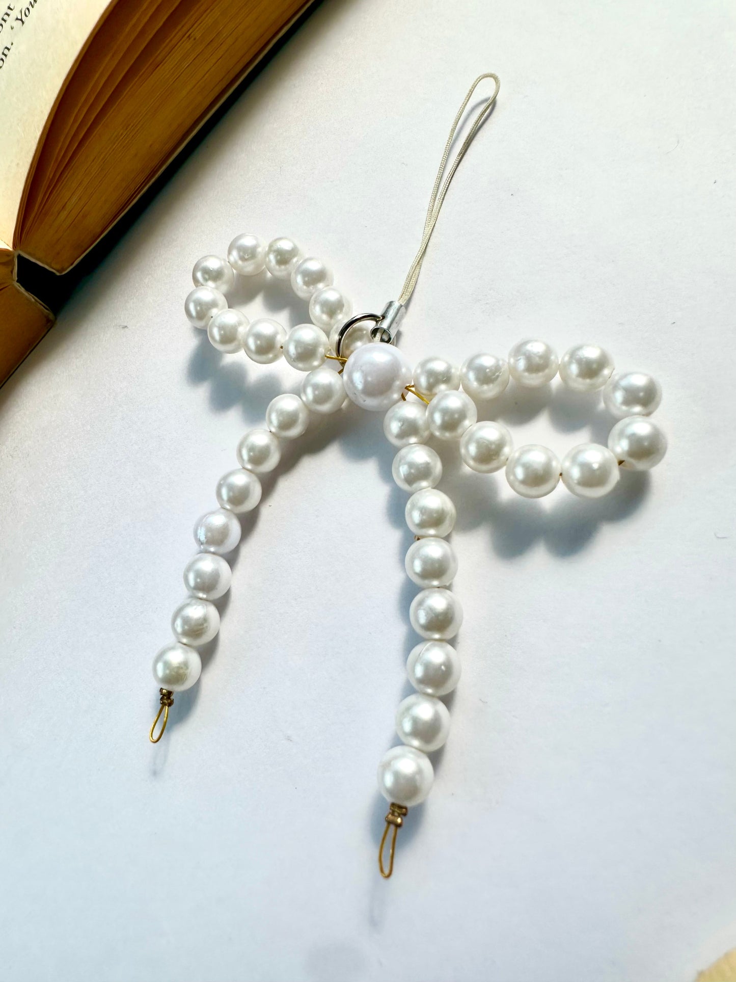 Bow Bead Pearl Phone Chain Charm - Casebasket