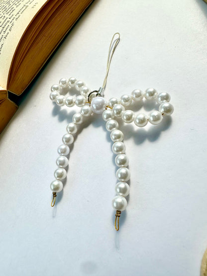 Bow Bead Pearl Phone Chain Charm - Casebasket