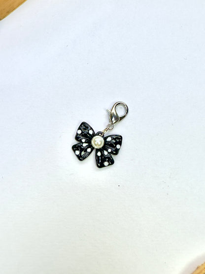 Polka Pearl Bow Phone Charm