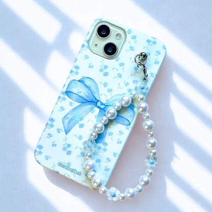 Blue Bae Mist Pearl Flower Fall Chain Phone Cover