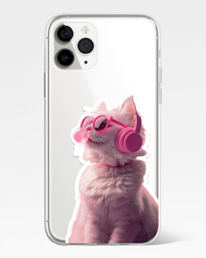 Pink Pop Kitty Transparent Phone Cover