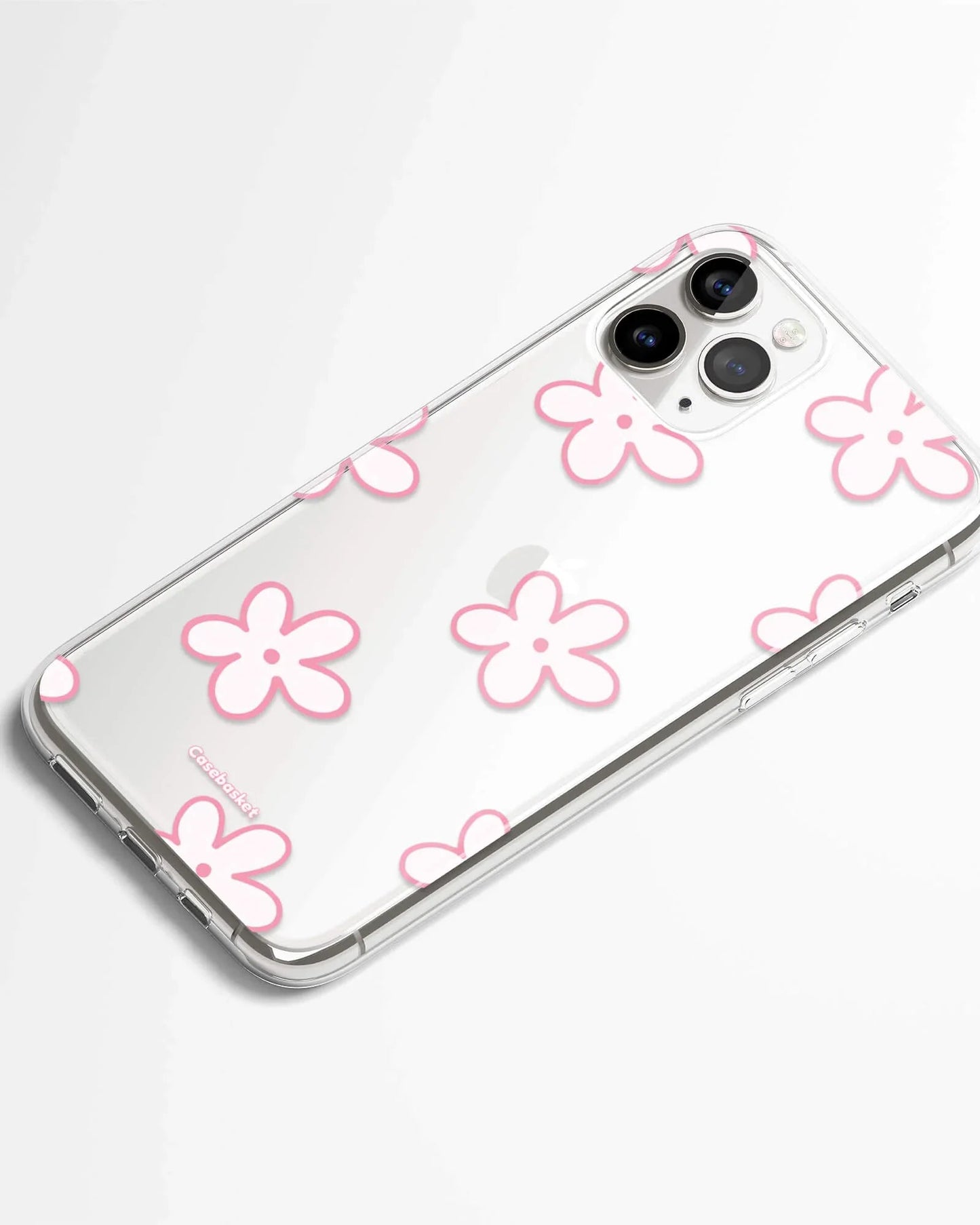 Kawaii Pink Flowers Silicone Phone Cover
