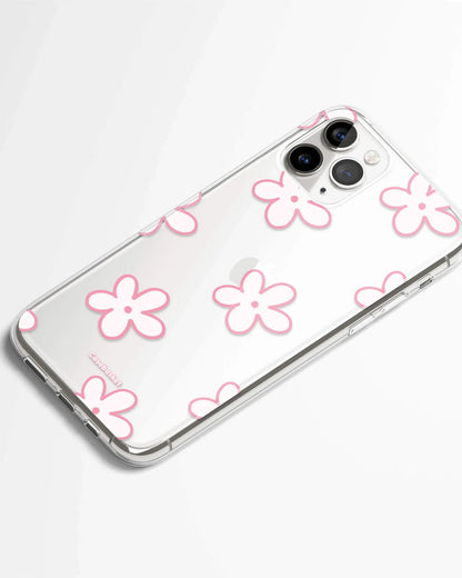 Kawaii Pink Flowers Silicone Phone Cover