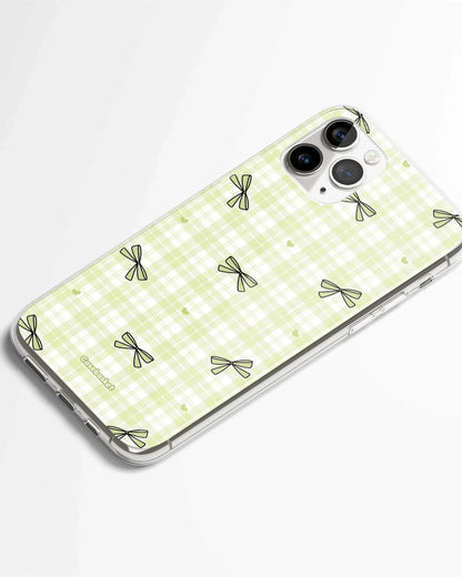 Softcore Mint Bow Check Phone Cover