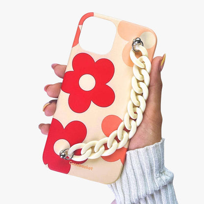 Abstract Flower Cream Chain Phone Cover