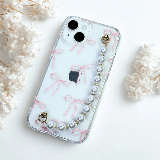 Blush Bow Transparent Pearl Phone Cover