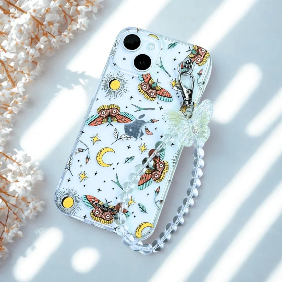 Butterflick Transparent Pearlfly Fall Chain Phone Cover