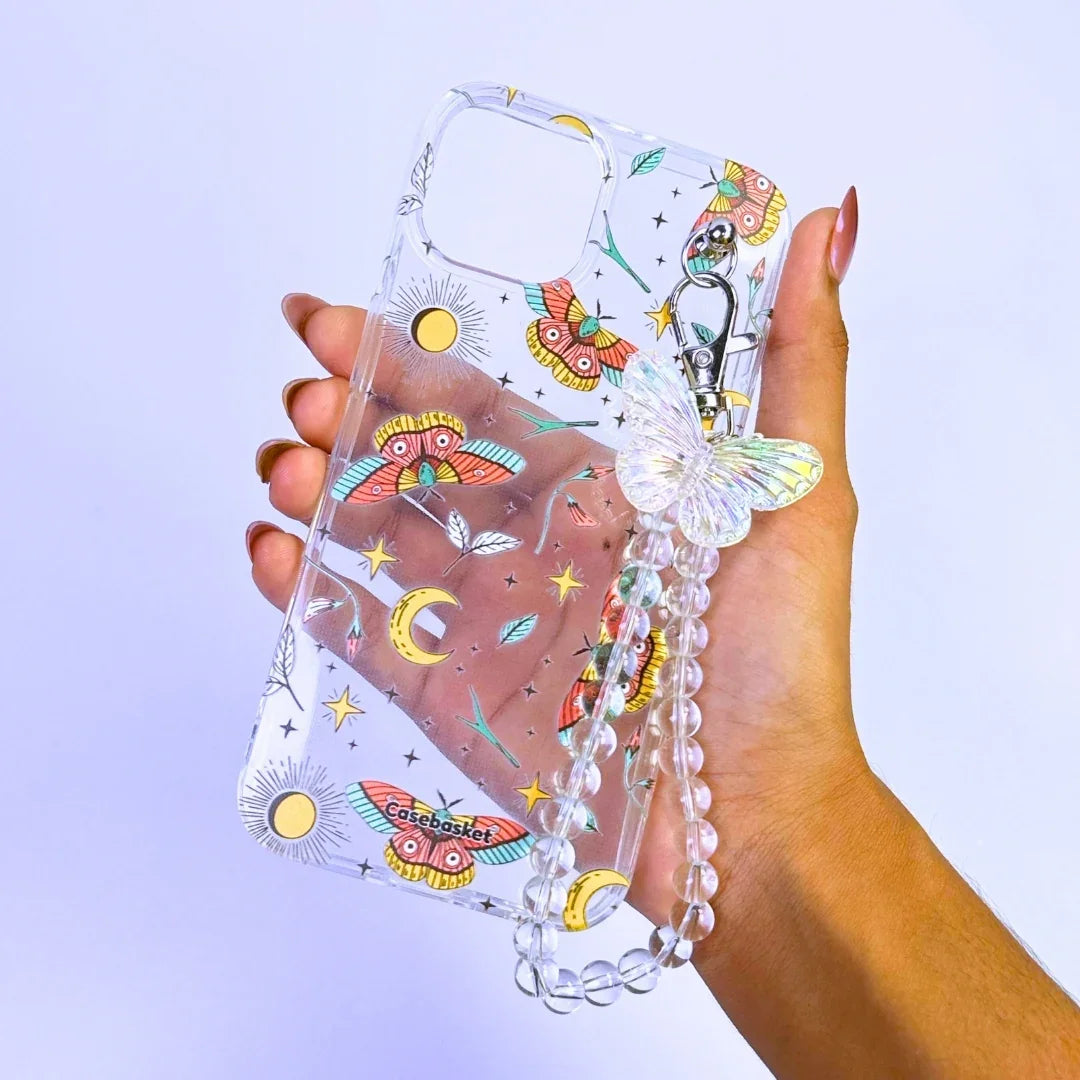 Butterflick Transparent Pearlfly Fall Chain Phone Cover