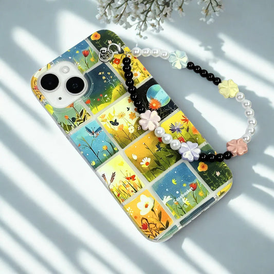 Cosmic Bloom Garden Transparent Fall Chain Phone Cover