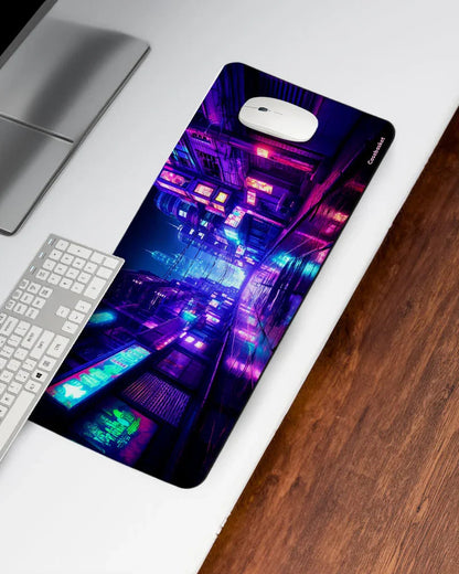 Neon Streets Print Desk Mat