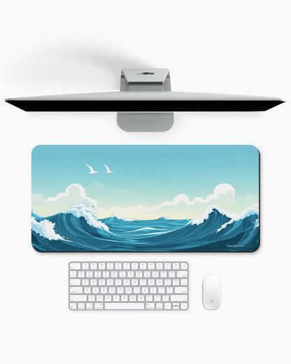 Coastal Wave Print Desk Mat