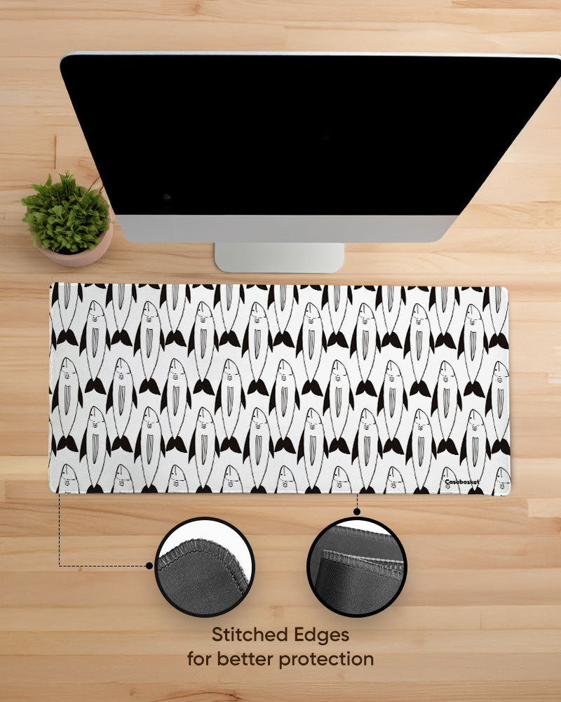 Shark Wave Print Desk Mat