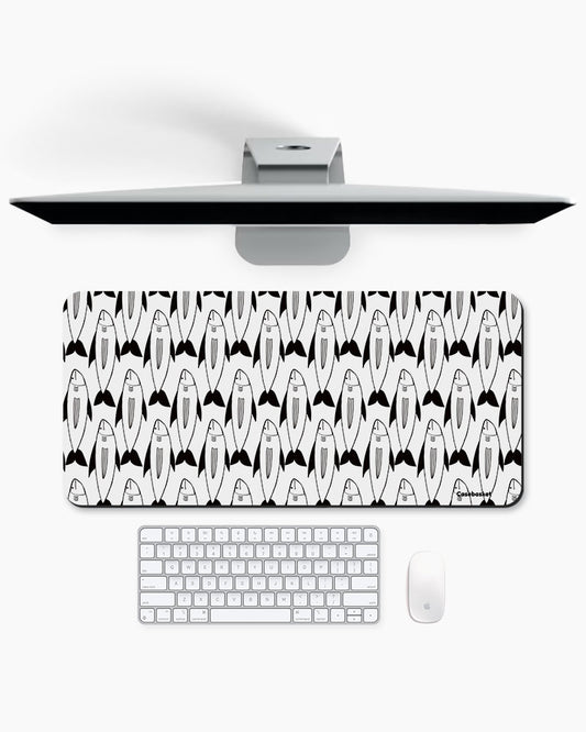Shark Wave Print Desk Mat