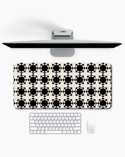 Black Pearl Grid Print Desk Mat