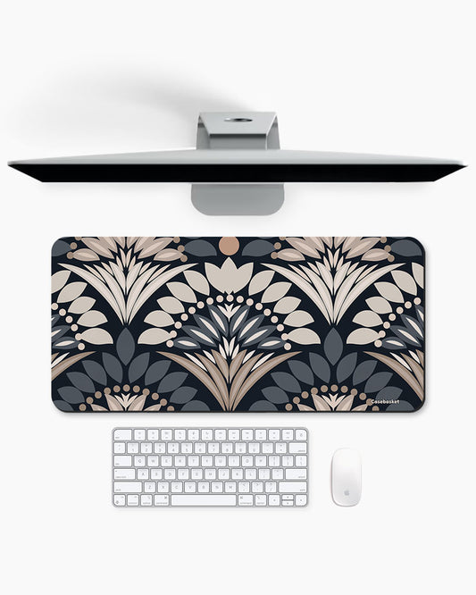 Dark Florale Print Desk Mat