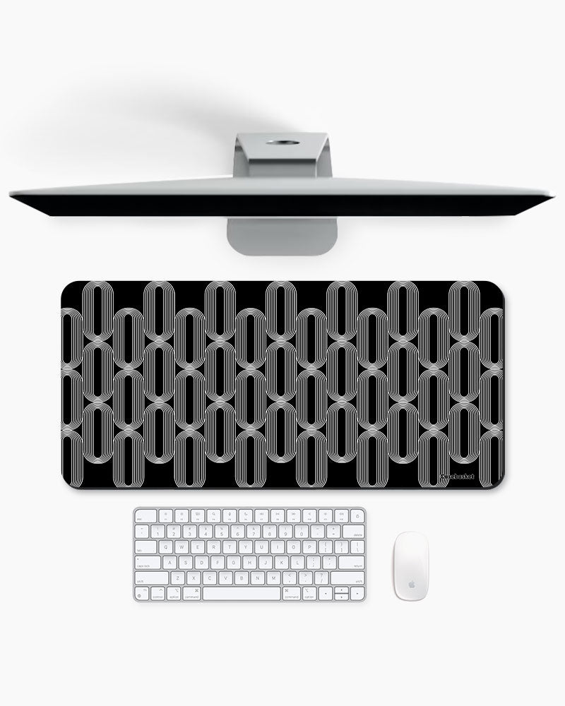 Black Link Print Desk Mat