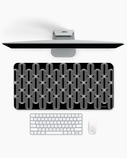 Black Link Print Desk Mat