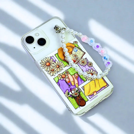 Daisy Outfit Grid Transparent Fall Chain Phone Cover
