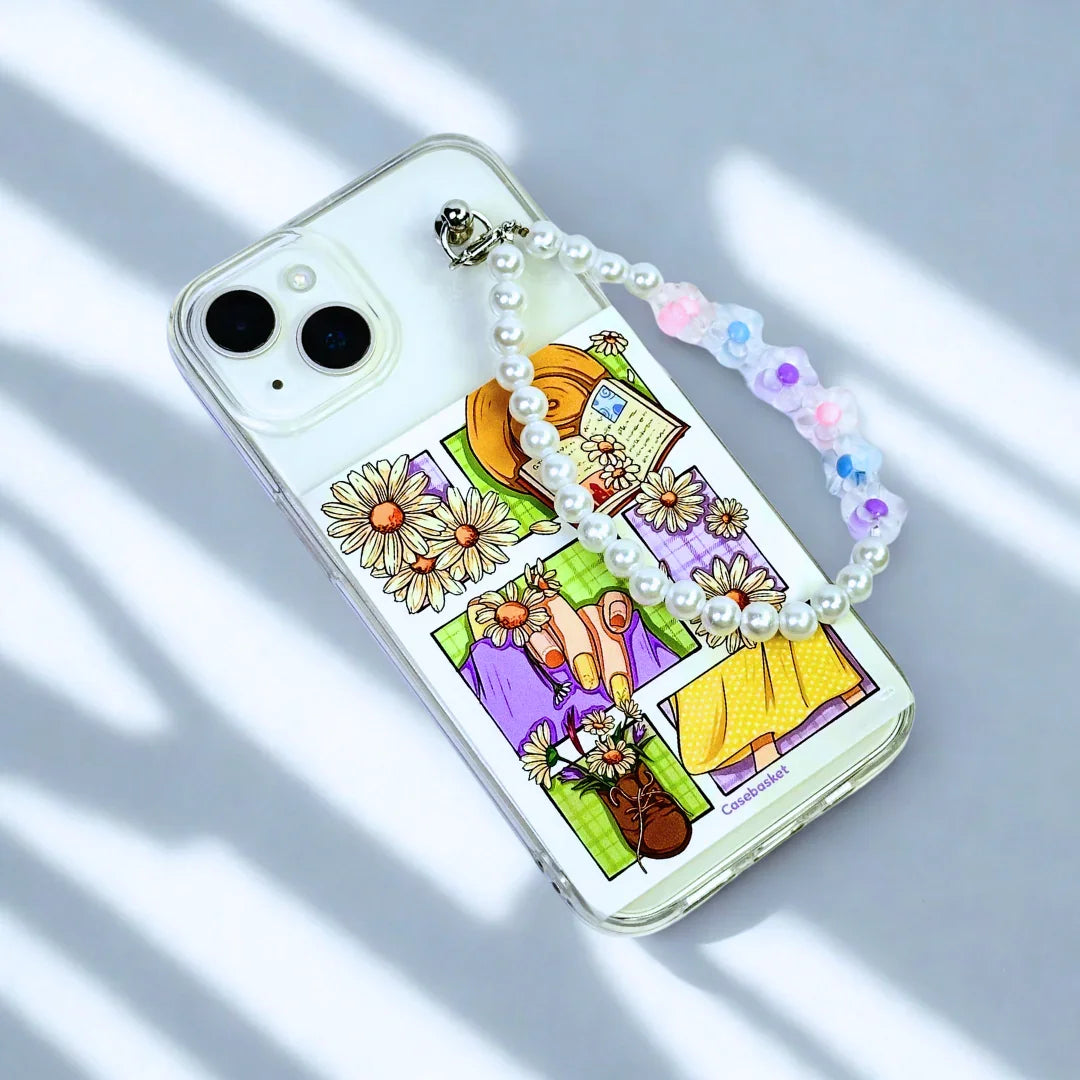 Daisy Outfit Grid Transparent Fall Chain Phone Cover