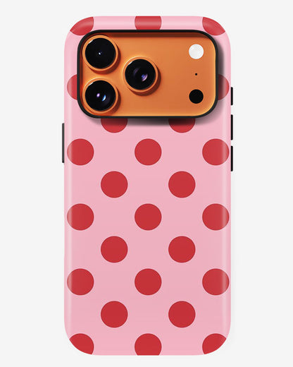 Strawberry Polka Glossy Armour Shell Phone Cover