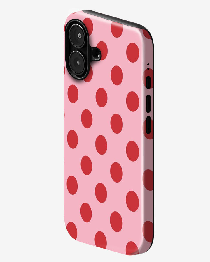 Strawberry Polka Glossy Armour Shell Phone Cover