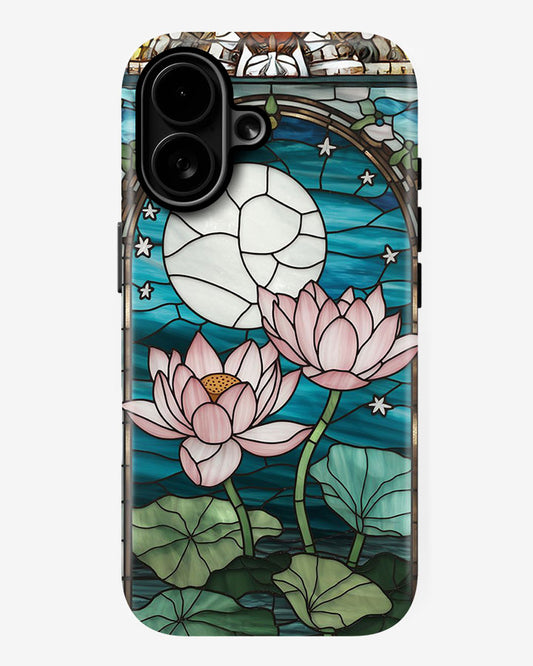 Moonlit Lotus Glossy Armour Shell Phone Cover