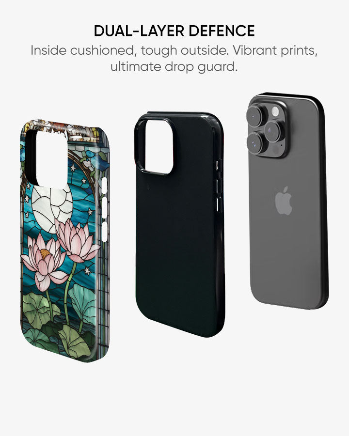 Moonlit Lotus Glossy Armour Shell Phone Cover