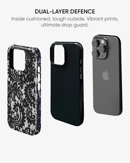 Black Lace Glossy Armour Shell Phone Cover