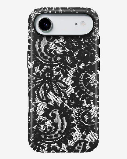 Black Lace Glossy Armour Shell Phone Cover