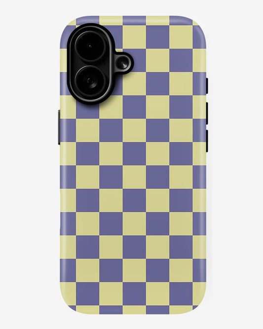 Lavender Check Glossy Armour Shell Phone Cover