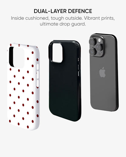 Red Cherry Dots Glossy Armour Shell Phone Cover
