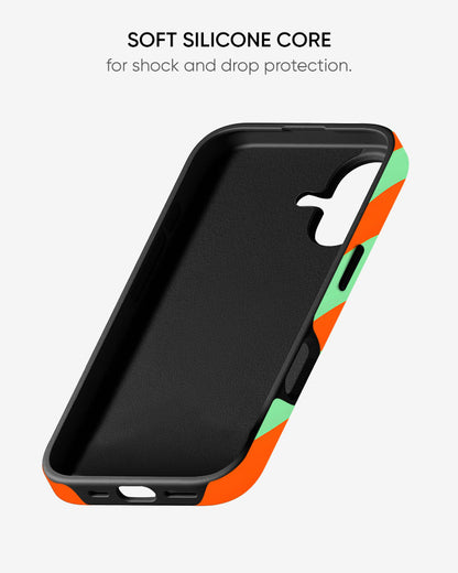 Minty Tangerine Waves Glossy Armour Shell Phone Cover
