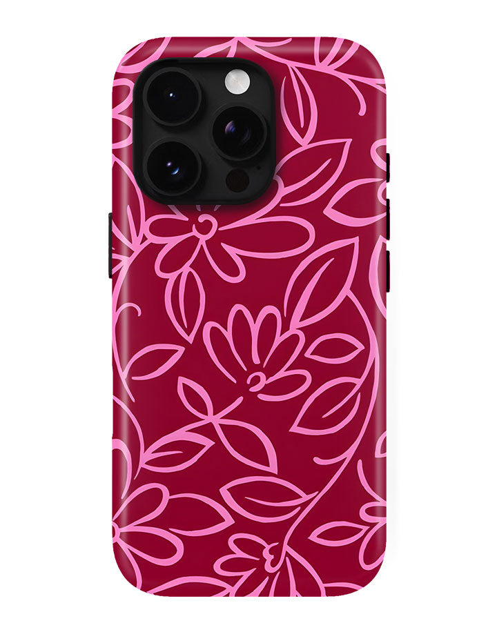 Magenta Botanica Glossy Armour Shell Phone Cover