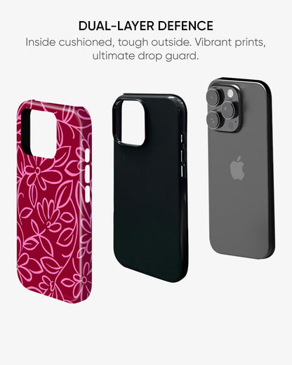 Magenta Botanica Glossy Armour Shell Phone Cover