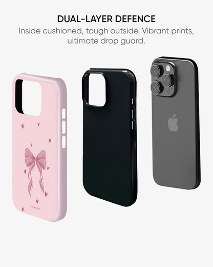 Adorable Bow Hearts Glossy Armour Shell Phone Cover