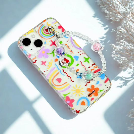 Groovy Color-Pop Doodles Transparent Fall Chain Phone Cover