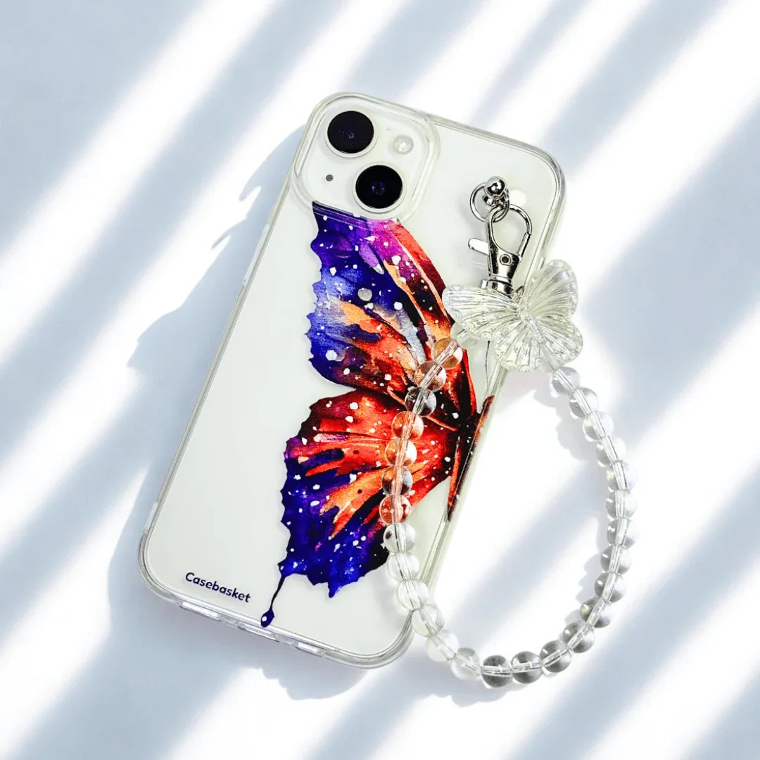 HueWing Transparent Pearlfly Fall Chain Phone Cover